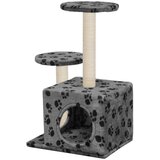  Penjalica za mačke sa stupovima za grebanje od sisala 60 cm siva s uzorkom šapa | shoptok.hr