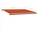 vidaXL Ročno zložljiva tenda s stebrički 4x3 m oranžna in rjava | Shoptok.si