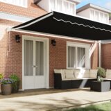vidaXL Avtomatska retraktibilna tende Črna 500x300 cm, Nadomestno blago za tende 5x3 m Črna | Shoptok.si