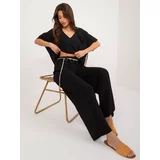 Fashion Hunters Black fabric trousers with straight legs