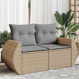 Maison Chic Vrtni kavč - Zunanji kavč z blazinami 2-sedežni bež poli ratan, (22043742) | Shoptok.si