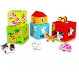 Tooky Toy Kocke za zlaganje s kmetijsko tematiko in lesene živali | Shoptok.si