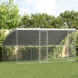vidaXL Kletka za piščance srebrna 400 x 200 x 198.5 cm Cinkana jeklena Cene
