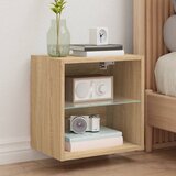 The Living Store Noćni ormarić s LED svjetlima zidni boja hrasta sonome | shoptok.hr