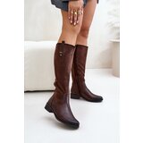 Boto PE2 Women's Insulated Knee-High Boots With Zipper Brown Ivasira | shoptok.hr