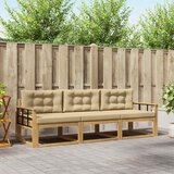  Set vanjskih sofa s jastukom 3 pcs Bijela i bež Poliester | Eponuda.com