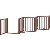 vidaXL Ograda za pse z vrati zložljiva 9 panelov rjava 450 cm les | Shoptok.si