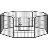 PawHut Ograja za pse in mladiče, modularna pasja ograja za notranje in zunanje prostore iz kovine in jekla, 8 panelov 79x79 cm, (20756749) | Shoptok.si