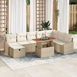 vidaXL 9-dijelni vrtni kauč set s jastučićima, bež, poli ratan | shoptok.hr