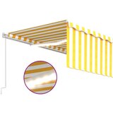 vidaXL Ročno zložljiva tenda s senčilom LED 5x3 m rumena in bela | Shoptok.si