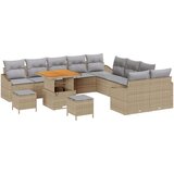  13-delni vrtni set s sofami z blazinami bež poli ratan akacija | Shoptok.si
