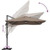 vidaXL Kantilever senčnik - Taupe Taupe Tkanina Velik | Shoptok.si