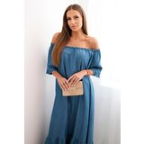Kesi Włoski Women's dress with short sleeves and frill dark denim | Shoptok.si
