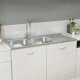 vidaXL Dvojno kuhinjsko pomivalno korito srebrno 1200x500x155 mm | Shoptok.si