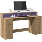  Radni stol s LED svjetlima 160x55x91 cm konstruirano drvo | shoptok.hr