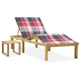 Maison Chic Vrtni Ležalnik - Sončna ležalnik z mizico in blazino impregnirana borovina, (22043032) | Shoptok.si