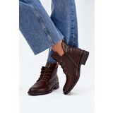 Boto Low Women's Ankle Boots On Flat Heel With Decorative Detail Lined Brown Cylira | Eponuda.ba