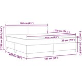  Krevet s box springom s madracem tamnosivi 160x200 cm baršunasta tkanina | shoptok.hr