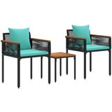  Set vanjskog namještaja 3 pcs Crna i Tirkizna PE ratan | shoptok.hr