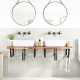  Zidna polica za umivaonik od čelika i masivnog bagremovog drva Smeđa 120 x 50 x 4 cm | shoptok.hr