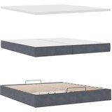vidaXL Otomanski posteljni okvir z vzmetnicami siv 200x200cm žamet | Shoptok.si