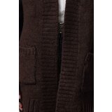 Trendyol Brown Soft Textured Wide Fit Knitwear Cardigan | Shoptok.si