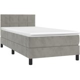  box spring s madracem LED svjetlosivi 100x200 cm baršun | shoptok.hr