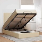  Otomanski okvir kreveta s madracem krem 120x200cm od tkanine | shoptok.hr