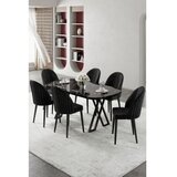 Hanah home Set trpezarijskog stola i stolica (7 delova) Kaye Black Marble Black | Eponuda.com