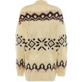 Trendyol Ecru Soft Textured V Neck Patterned Knitwear Knitwear Cardigan | Eponuda.ba