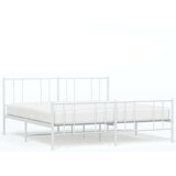 vidaXL Kovinski posteljni okvir z vzglavjem in vznožjem bel 183x213 cm | Shoptok.si