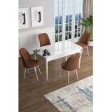 Hanah home trpezarijski set Han, sto na razvlačenje i 4 stolice, bela ploča, terakota tkanina Jerry | Eponuda.com