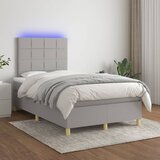  Krevet box spring s madracem LED svjetlosivi 120x200 cm tkanina | shoptok.hr