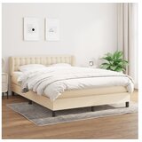 vidaXL Box spring postelja z vzmetnico krem 140x190 cm blago Cene