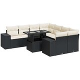 Maison Chic Seti vrtnega pohištva - Vrtna garnitura - Vrtni pohištvo set 9-delna z blazinami črn poli ratan, (21806711) | Shoptok.si