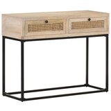 vidaXL Konzolna mizica 100x35x76 cm trden mangov les in naravni trst Cene