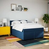  Krevet s oprugama i madracem plavi 140 x 190 cm od tkanine | shoptok.hr
