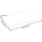  Zidna polica 60 x 40 x 2 cm od neobrađene masivne hrastovine | shoptok.hr