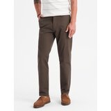 Ombre Men's REGULAR FIT chino pants with fine texture - brown | shoptok.hr