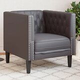 vidaXL fotelj chesterfield sivo umetno usnje | Shoptok.si