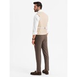 Ombre Fitted elegant men's vest with elastane and lapels - beige | Shoptok.si