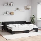  Dnevni krevet na razvlačenje crni 90 x 200 cm od tkanine Cijene