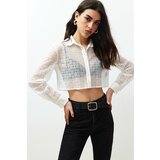 Trendyol Ecru Lace Crop Woven Shirt Cene