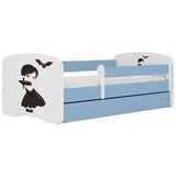  Drveni dječji krevet DJEVOJČICA s ladicom - plavi - 180x80 cm - Madrac PE pjena 8 cm-spužvasti madrac | shoptok.hr