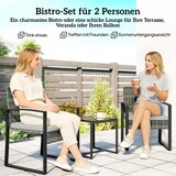 Bistro set od ratana 3 dijela 2 stolice stolić za kavu i jastuci svijetlosivi | shoptok.hr