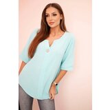 Kesi Włoski Women's muslin shirt with a button mint | shoptok.hr