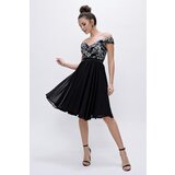By Saygı Madonna Neckline Low-cut Chiffon Evening Dress | Shoptok.si