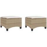 vidaXL Vrtni tabure s jastucima 2 kom bež 55x55x36 cm poliratan | shoptok.hr