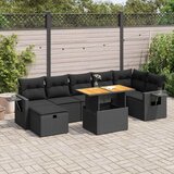 vidaXL Vrtna sedežna garnitura 5-delna z blazinami poli ratan/akacija | Shoptok.si