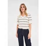 Marisse Striped Sweatshirt With Short Sleeves, Ecru | shoptok.hr